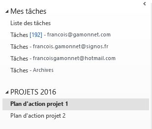 Gérer un groupe de projets avec un plan d’action par projet dans Outlook