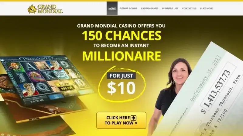 Grand Mondial website bonus page 