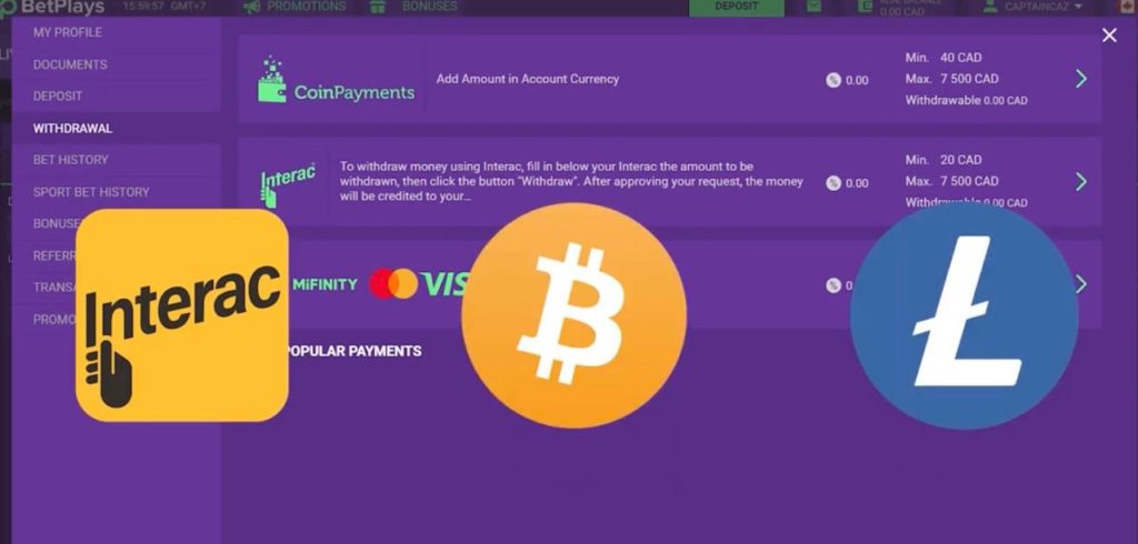  Betplays payment methods