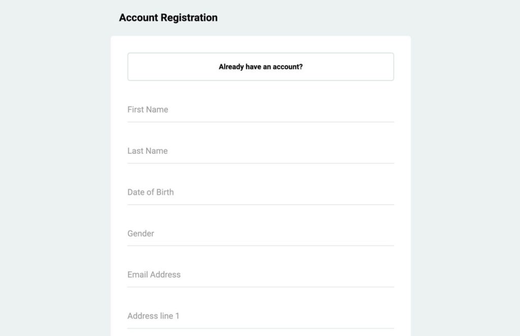 Lucky Nugget account registration form