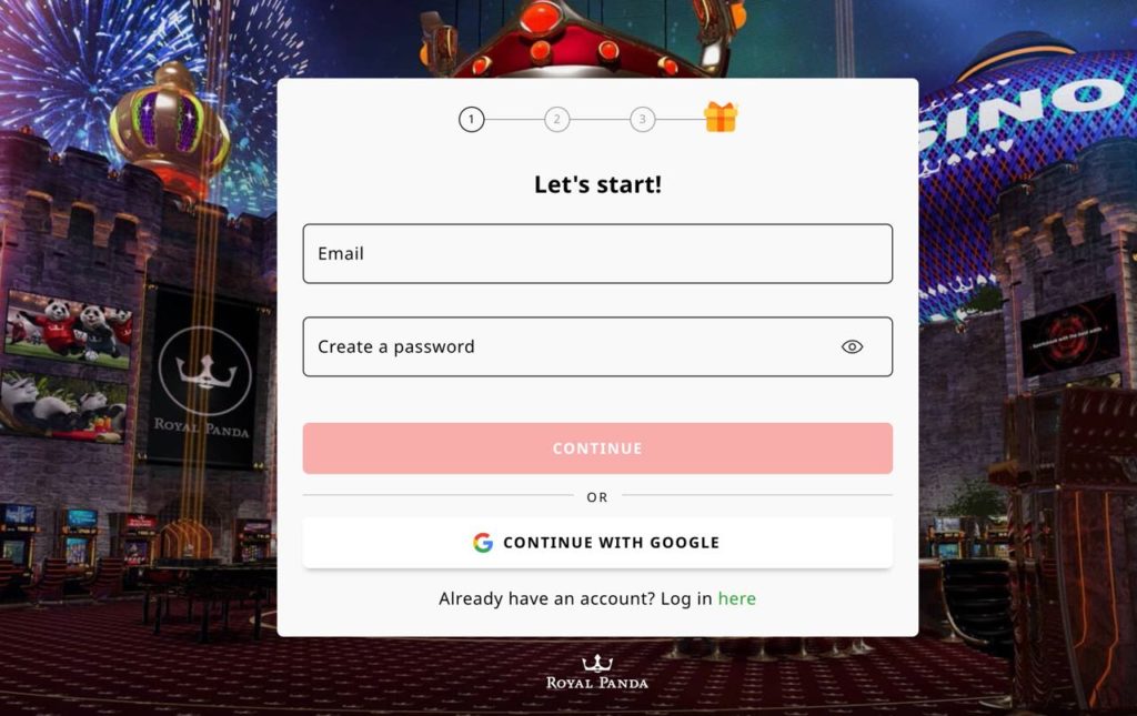 Royal Panda registration form