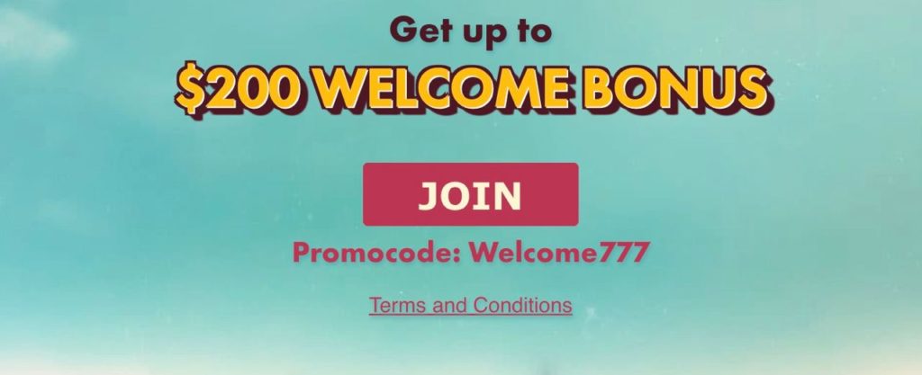 777 Casino welcome bonus 200$